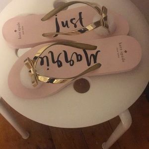 Nayla Just Married Metallic Kate Spade Flip Flops